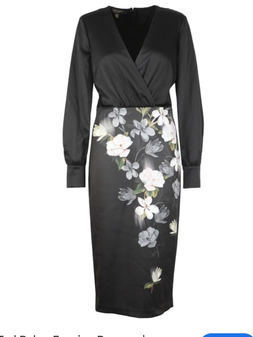 Ted Baker size 2 ((XS) Floral-Print Wrap Bodice Midi Dress